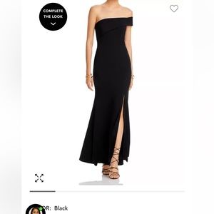 Black one shoulder formal maxi dress AQUA